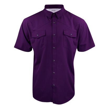 Short Sleeve Premium Western Pearl Snap Flex Shirt - Indigo Purple