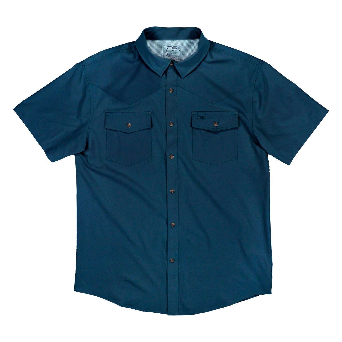 Short Sleeve Western Pearl Snap Flex Shirt - Reef Blue