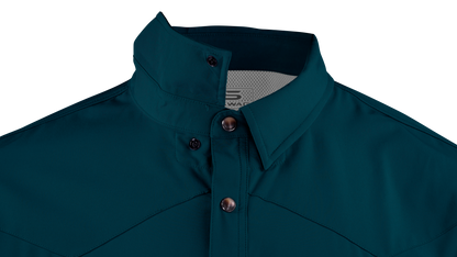 Short Sleeve Western Pearl Snap Flex Shirt - Reef Blue