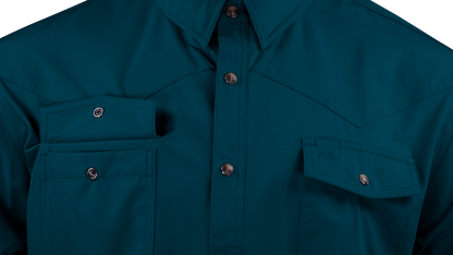 Long Sleeve Western Pearl Snap Flex Shirt - Reef Blue