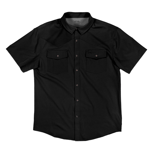 Short Sleeve Premium Western Pearl Snap Flex Shirt - Sable Black