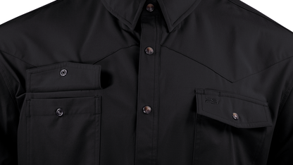 Short Sleeve Western Pearl Snap Flex Shirt - Sable Black