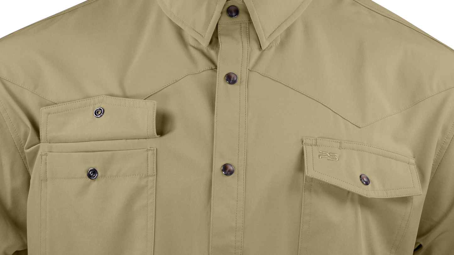 PS220SS-Short Sleeve Premium Western Pearl Snap Flex Shirt-Sands