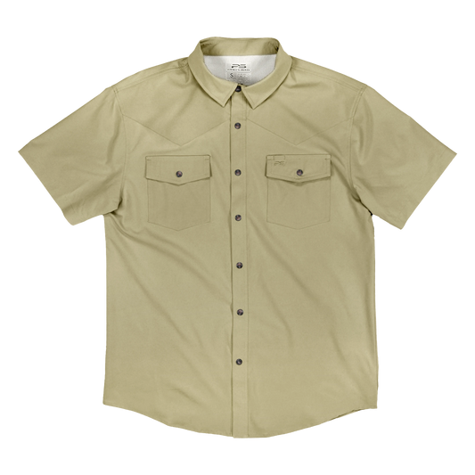 Short Sleeve Premium Western Pearl Snap Flex Shirt - Sands Tan