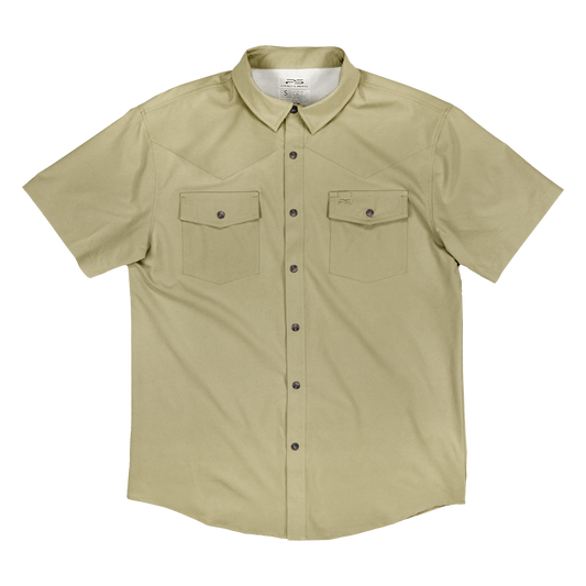 Short Sleeve Premium Western Pearl Snap Flex Shirt - Sands Tan