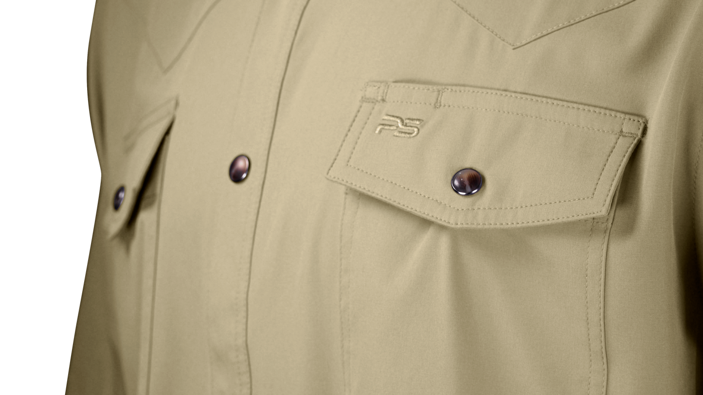 PS220SS-Short Sleeve Premium Western Pearl Snap Flex Shirt-Sands