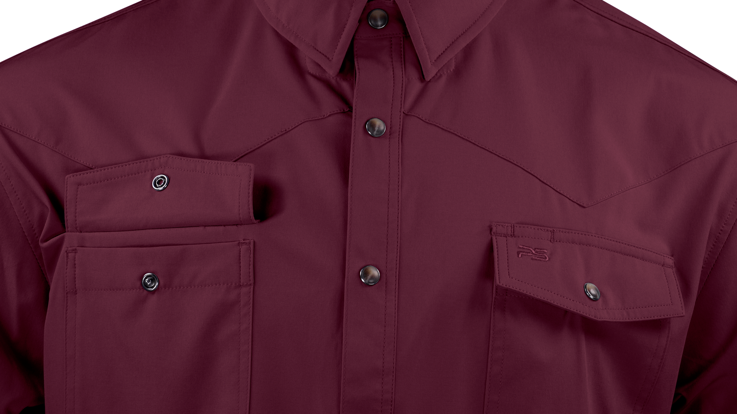 PS220SS Short Sleeve Premium Western Pearl Snap Flex Shirt-Sangria