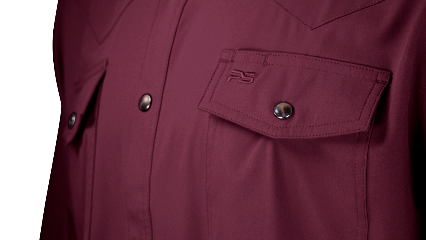 PS220LS Long Sleeve Premium Western Pearl Snap Flex Shirt-Sangria