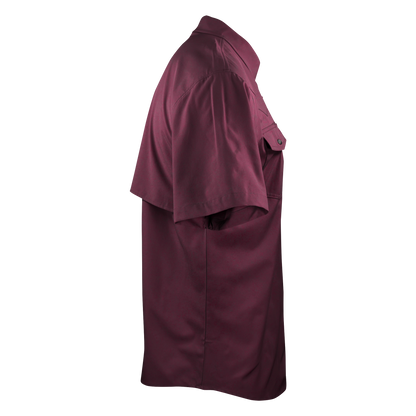 Short Sleeve Western Pearl Snap Flex Shirt - Sangria Maroon