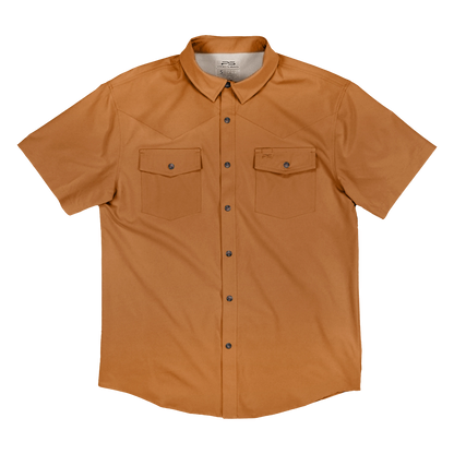 Short Sleeve Western Pearl Snap Flex Shirt - Sienna Brown