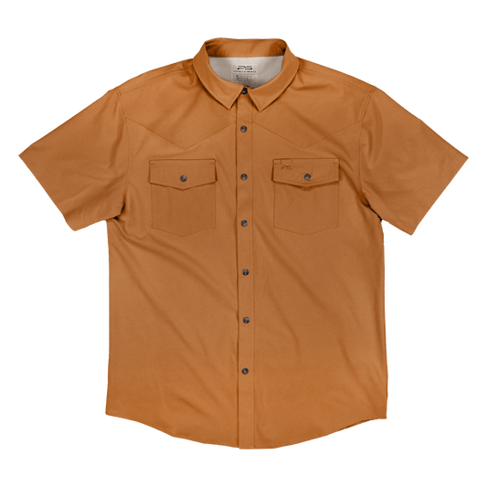 Short Sleeve Premium Western Pearl Snap Flex Shirt - Sienna Brown