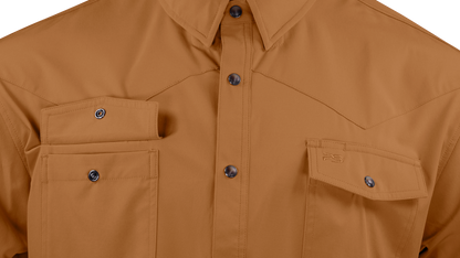 Short Sleeve Western Pearl Snap Flex Shirt - Sienna Brown