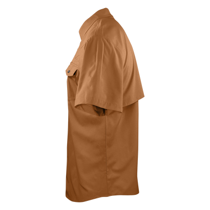 Short Sleeve Western Pearl Snap Flex Shirt - Sienna Brown