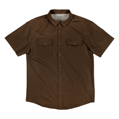 Short Sleeve Western Pearl Snap Flex Shirt - Umber