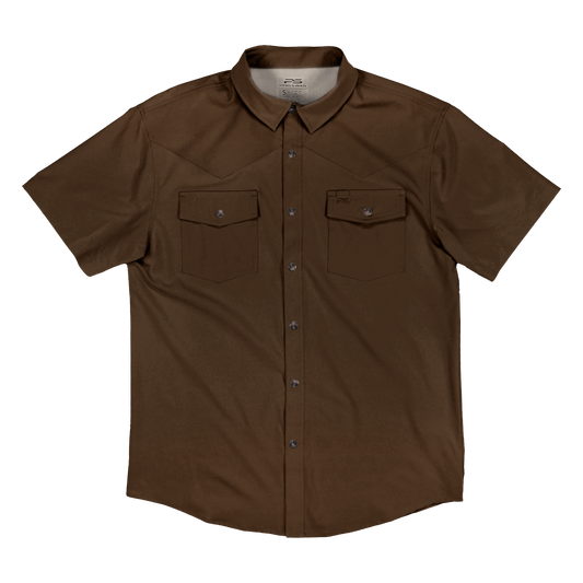 Short Sleeve Premium Western Pearl Snap Flex Shirt - Umber