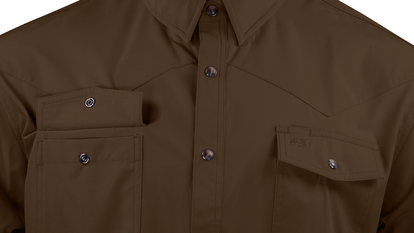 PS220LS Long Sleeve Premium Western Pearl Snap Flex Shirt-Umber