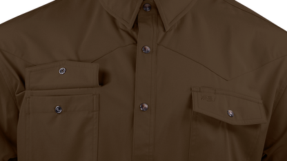 Long Sleeve Western Pearl Snap Flex Shirt - Umber Brown