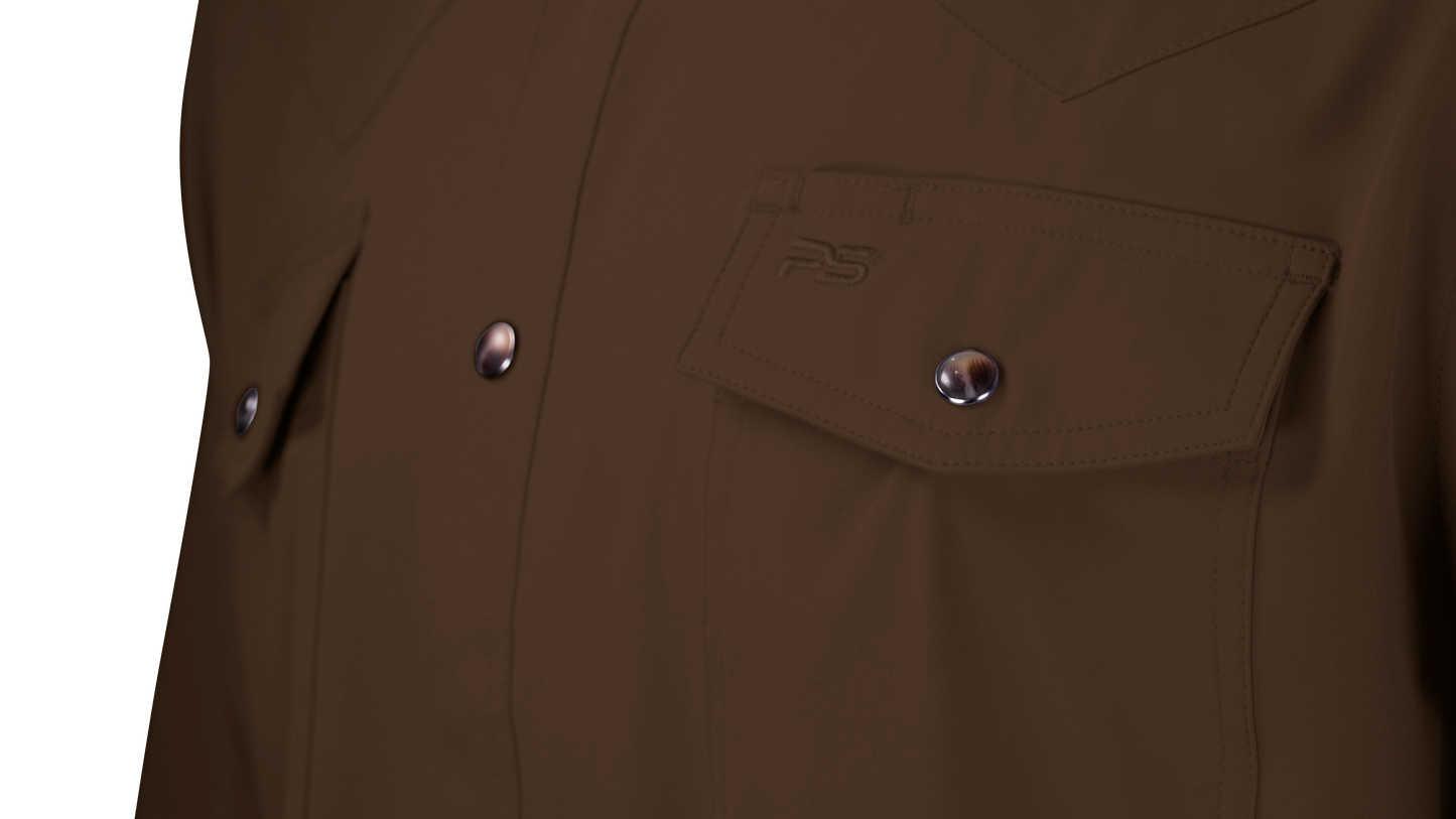 PS220SS Short Sleeve Premium Western Pearl Snap Flex Shirt-Umber