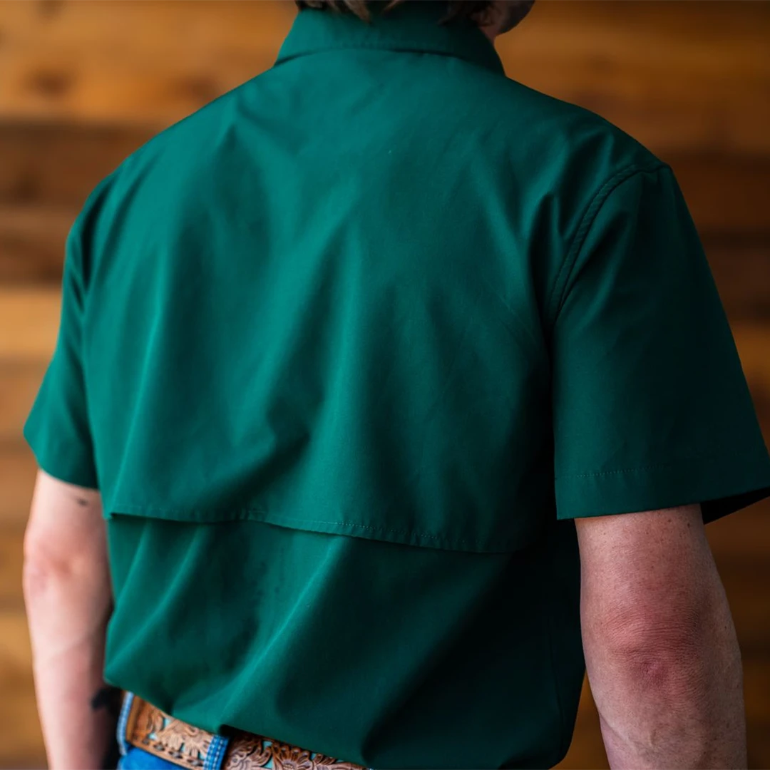 Short Sleeve Western Pearl Snap Flex Shirt - Brunswick Green