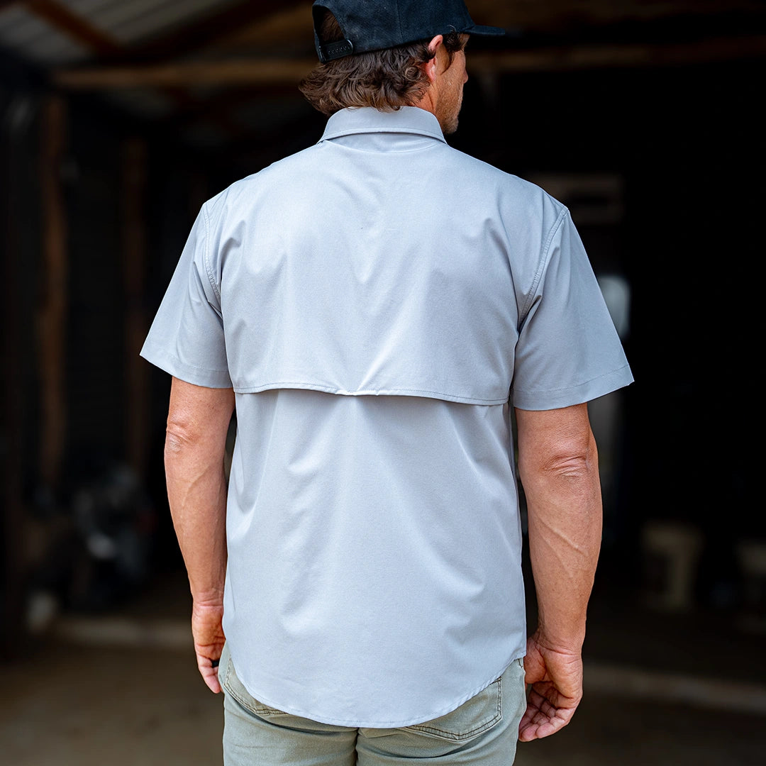 Short Sleeve Premium Western Pearl Snap Flex Shirt - Fossil Gray