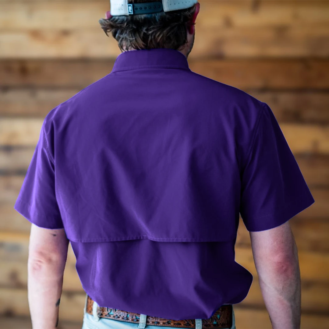 Short Sleeve Western Pearl Snap Flex Shirt - Indigo Purple