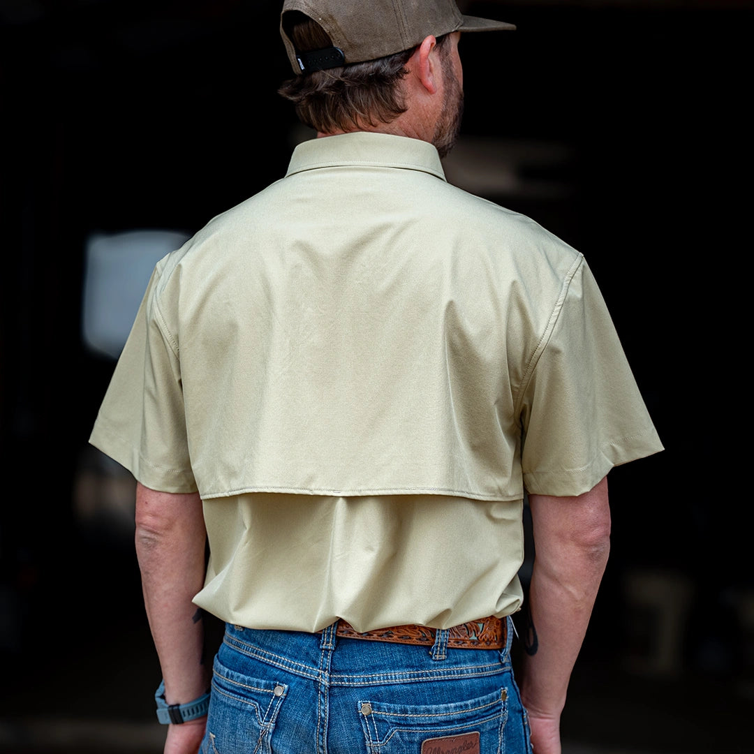Short Sleeve Premium Western Pearl Snap Flex Shirt - Sands Tan