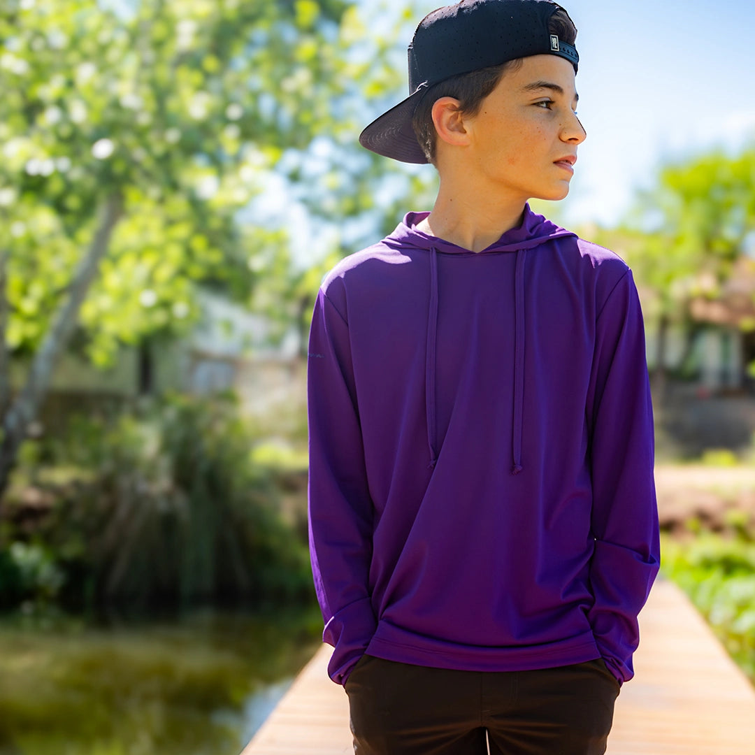 ProTek™ Youth Long Sleeve Hoodie - Indigo Purple