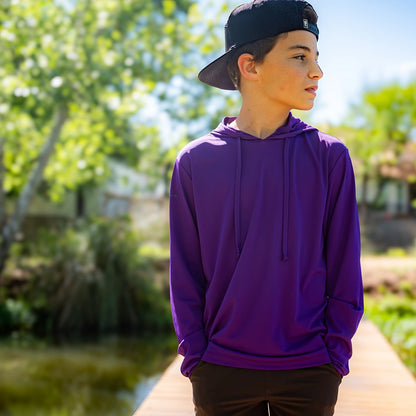ProTek™ Youth Long Sleeve Hoodie - Indigo Purple