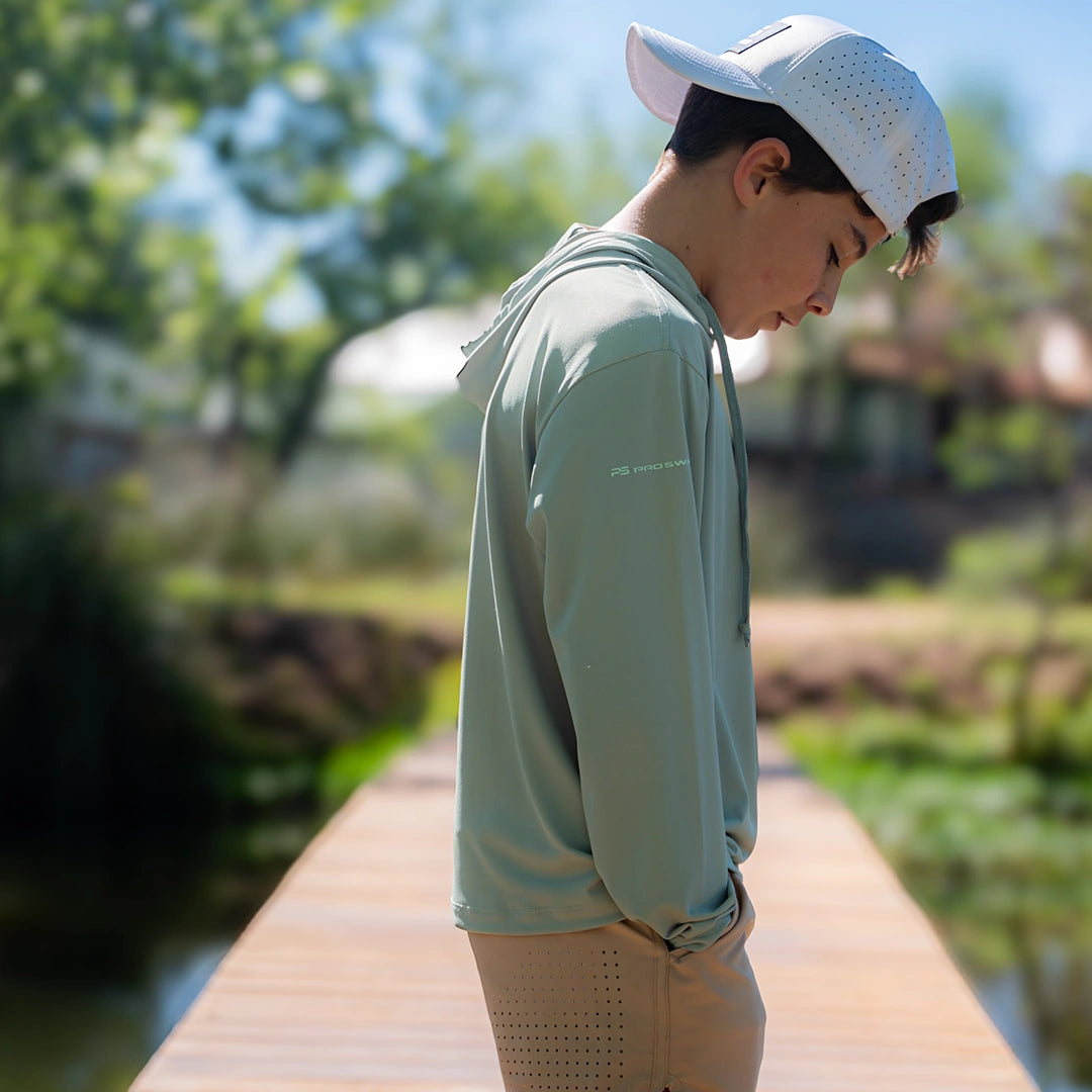 ProTek™ Youth Long Sleeve Hoodie - Seafoam Green