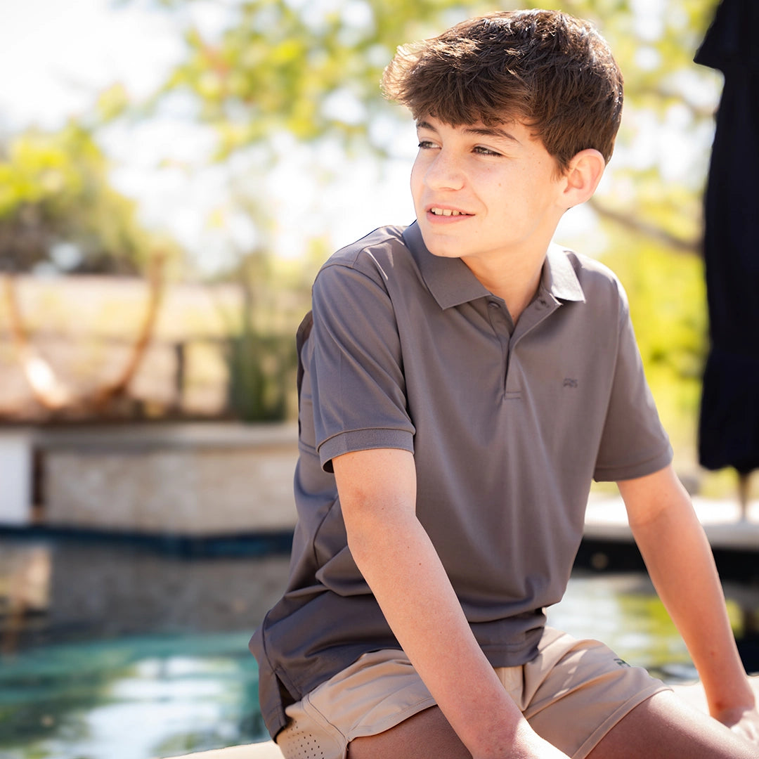 ProTek™ Youth Vintage Polo - Fossil Gray