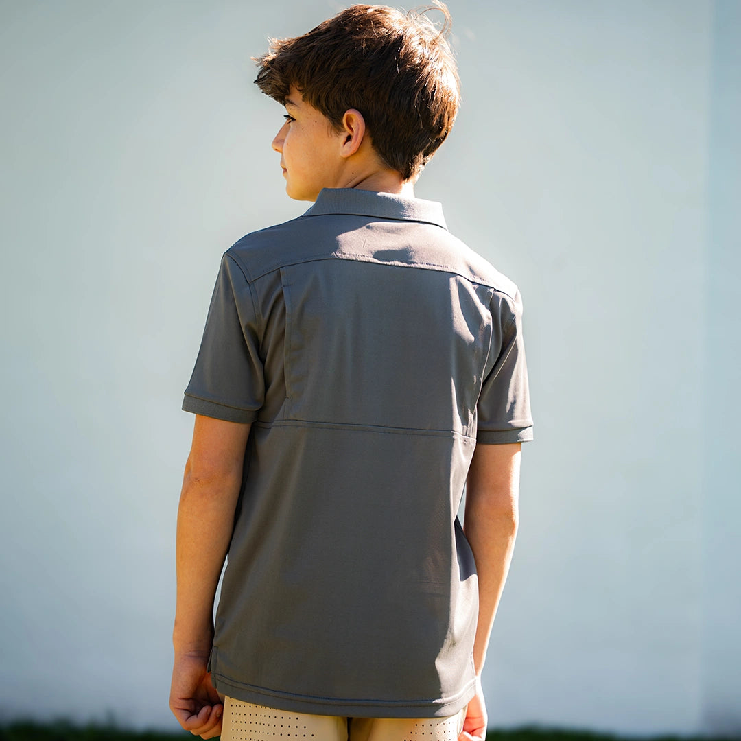 ProTek™ Youth Vintage Polo - Fossil Gray