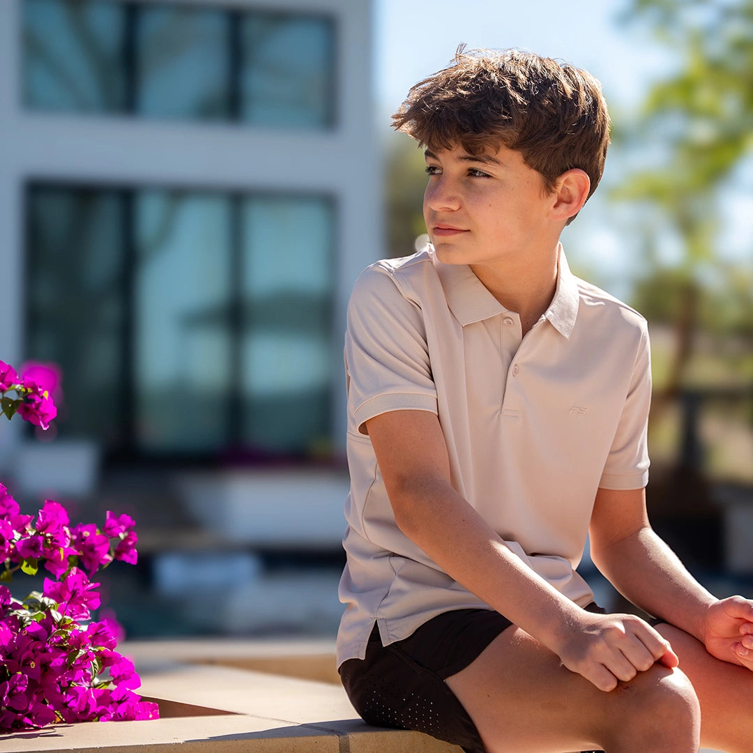 ProTek™ Youth Vintage Polo - Oyster White