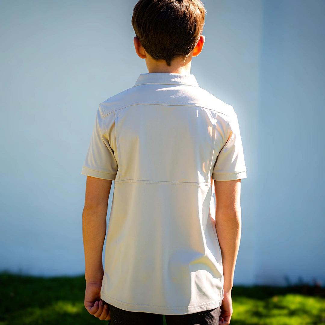 ProTek™ Youth Vintage Polo - Oyster White