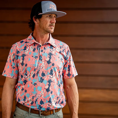 Premium Performance Camo Polo - Coral Reef
