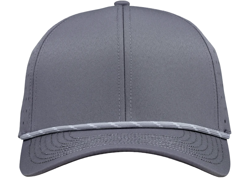 Performance Series 6-Panel Classic Waterproof Golf Hat with Visor Rope - Fossil Gray front view