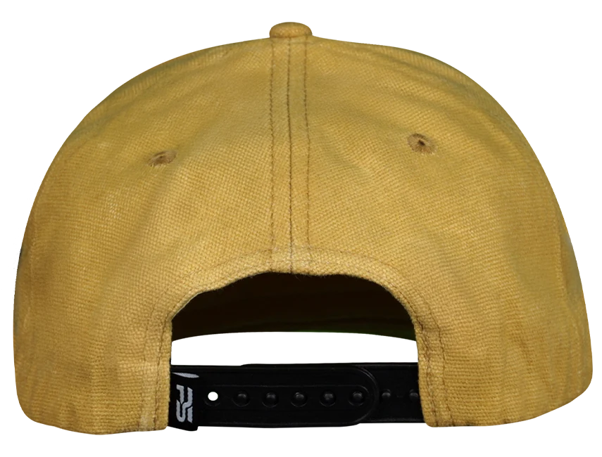 Premium Wax Canvas 6-Panel Hat with Visor Rope - Sahara Tan back view