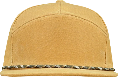 Premium Wax Canvas 7-Panel Hat with Visor Rope - Sahara Tan front view