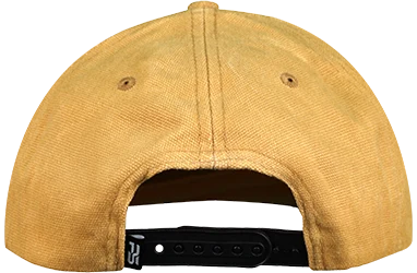 Premium Wax Canvas 7-Panel Hat with Visor Rope - Sahara Tan back view