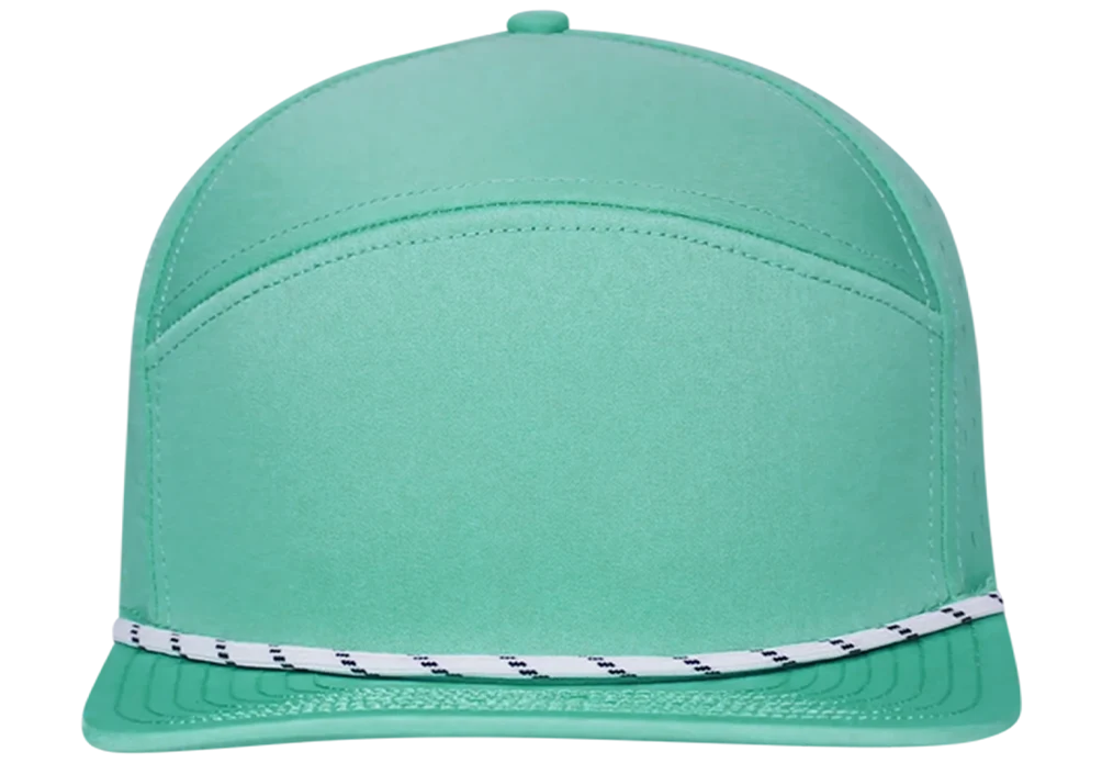 ProSeries 6-Panel Waterproof Golf Hat with Visor Rope - Gulf Green front view