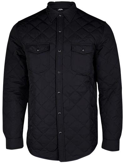 Quilted Shacket - Sable Black front view