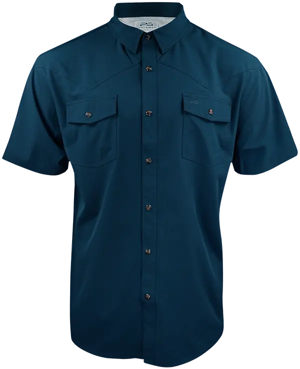 Short Sleeve Western Pearl Snap Flex Shirt - Sangria Maroon front view