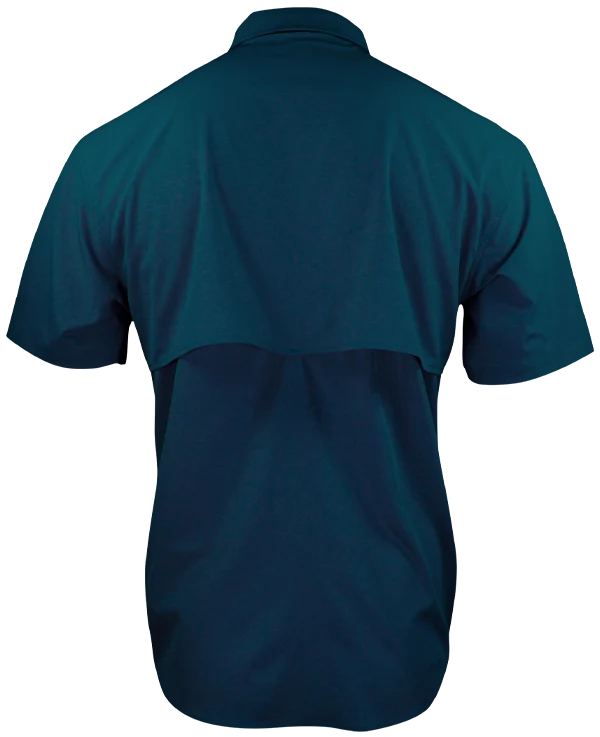 Short Sleeve Western Pearl Snap Flex Shirt - Sangria Maroon back view