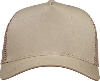 Structured 5-Panel Trucker Hat - Mesa Tan front view
