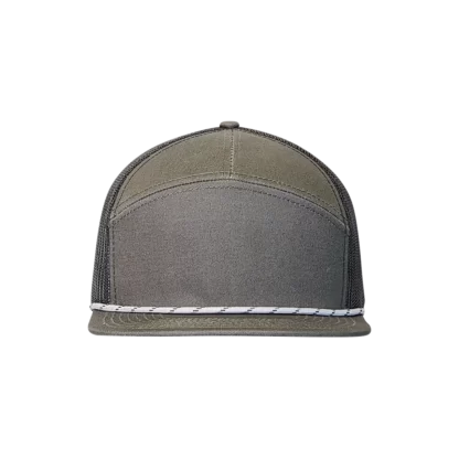 Proswag PS169 Fossil Gray - Custom High-Profile Richardson Style Mesh 7-Panel Trucker Hat with Visor Rope